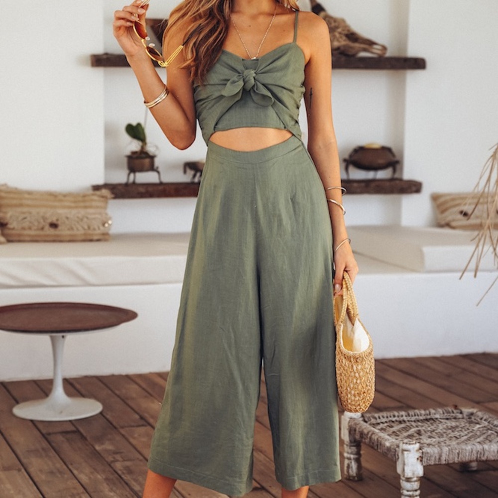 Hello Molly Ducking and Diving Jumpsuit in Khaki
